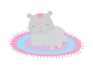 cute cat sitting on round carpet cartoon
