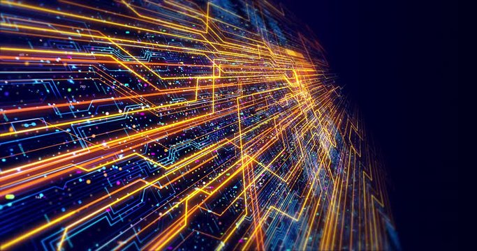 Technology Background Circuit Board And Code. Digital Futuristic Abstract Animation. Technology Related 4K Background Motion Graphics