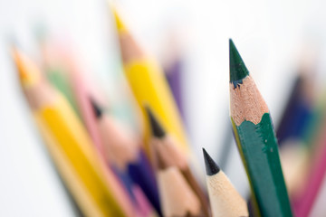 Color pencils with a blurry background