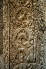 Carving at Ta Prohm Temple Siem Reap Cambodia