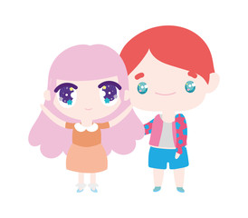 kids, little girl and boy anime cartoon characters