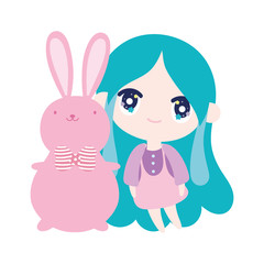 kids, cute little girl anime cartoon bunny with bow tie