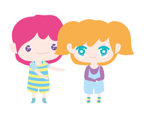 kids, little girl and boy anime cartoon characters