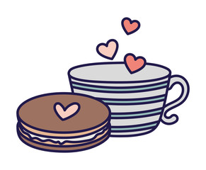 happy valentines day coffee cup and cookie love card