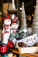 christmas decoration on wooden background