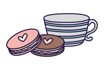 happy valentines day coffee cup and cookies heart love