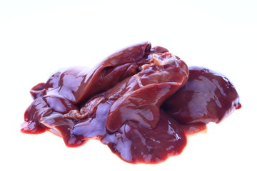 Chicken liver on a white background