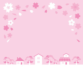桜舞い踊る春の風景300x250サイズ対応