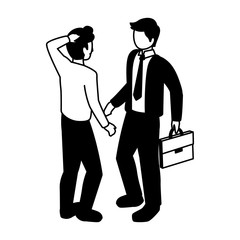 silhouette of people business standing on white background