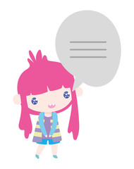 kids, little girl anime cartoon speech bubble