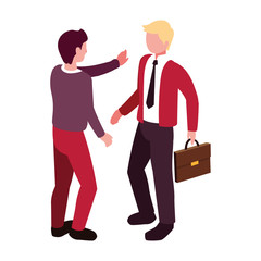 businessmen standing with various views, poses and gestures