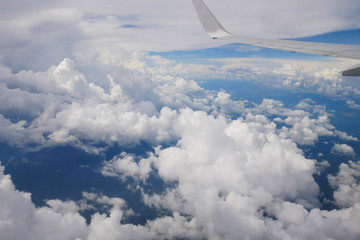 Fototapeta premium Sky view from aircraft passenger window