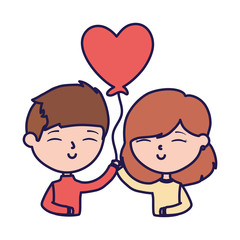happy valentines day cute young couple with balloon heart card