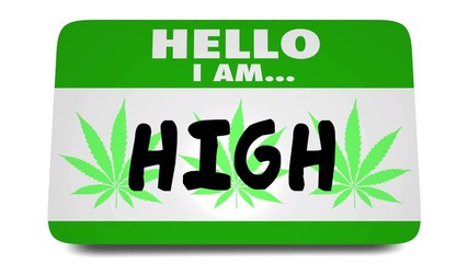 High Stoned Marijuana Pot Weed Cannabis Name Tag Sticker 3d Animation