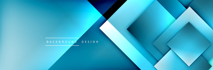 Square shapes composition geometric abstract background. 3D shadow effects and fluid gradients. Modern overlapping forms