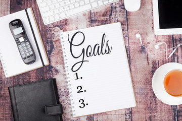 List of goals on desk 