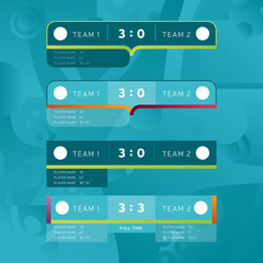 Sport scoreboards templates for the Football Championship 2020 vector stock set. Design backgrounds and brand elements