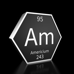 Periodic Table Element Americium Rendered Metal on Black on Black