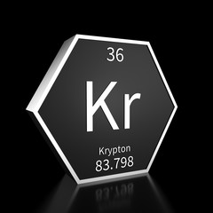 Periodic Table Element Krypton Rendered Metal on Black on Black