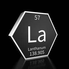 Periodic Table Element Lanthanum Rendered Metal on Black on Black