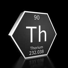 Periodic Table Element Thorium Rendered Metal on Black on Black