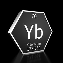 Periodic Table Element Ytterbium Rendered Metal on Black on Black