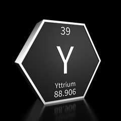 Periodic Table Element Yttrium Rendered Metal on Black on Black