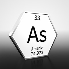 Periodic Table Element Arsenic Rendered Black on White on White and Black