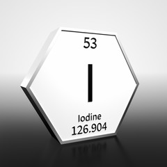 Periodic Table Element Iodine Rendered Black on White on White and Black