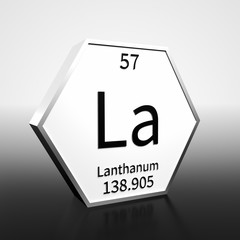 Periodic Table Element Lanthanum Rendered Black on White on White and Black
