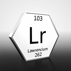 Periodic Table Element Lawrencium Rendered Black on White on White and Black