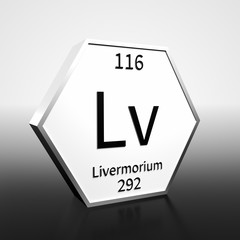 Periodic Table Element Livermorium Rendered Black on White on White and Black