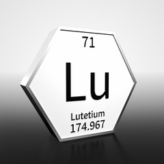 Periodic Table Element Lutetium Rendered Black on White on White and Black