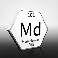 Periodic Table Element Mendelevium Rendered Black on White on White and Black