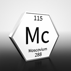 Periodic Table Element Moscovium Rendered Black on White on White and Black