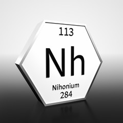 Periodic Table Element Nihonium Rendered Black on White on White and Black
