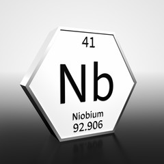 Periodic Table Element Niobium Rendered Black on White on White and Black