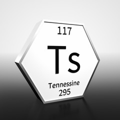 Periodic Table Element Tennessine Rendered Black on White on White and Black