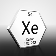 Periodic Table Element Xenon Rendered Black on White on White and Black