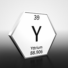 Periodic Table Element Yttrium Rendered Black on White on White and Black