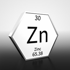 Periodic Table Element Zinc Rendered Black on White on White and Black