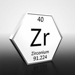 Periodic Table Element Zirconium Rendered Black on White on White and Black