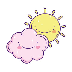 cartoon sun cloud weather decoration