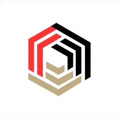 abstract colorful geometric hexagonal logo design icon vector illustration