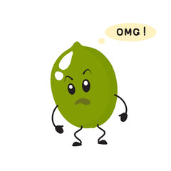 Lime, cute, attractive, character with emotion, surprise, annoyance, anger.