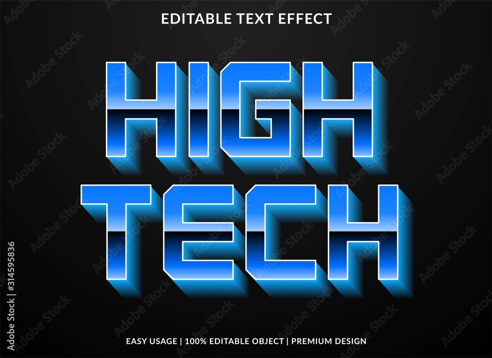 Poster high tech text effect template with retro style and 3d text concept use for brand label and logotype