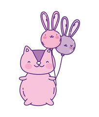 cute squirrel with balloons shaped rabbit cartoon