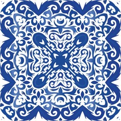 Ethnic ceramic tile in portuguese azulejo.