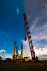 Construction ship in port