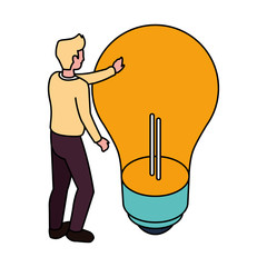 businessman with light bulb on white background